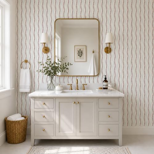 GloryTik Peel and Stick Wallpaper Retro Wavy Stripe Pattern, Self Adhesive Vinyl - Image 4