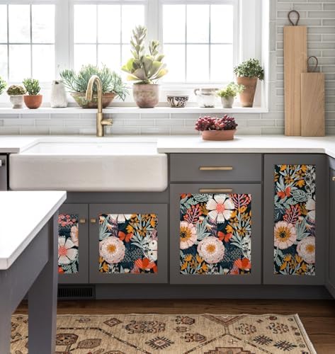 HAOKHOME Navy Floral Peel and Stick Wallpaper Boho Mural 17.3in x 32.8ft - Image 6