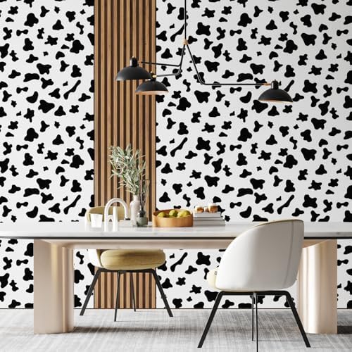 Black and White Spots Contact Paper Cow Printed Peel and Stick Wallpaper - Image 4