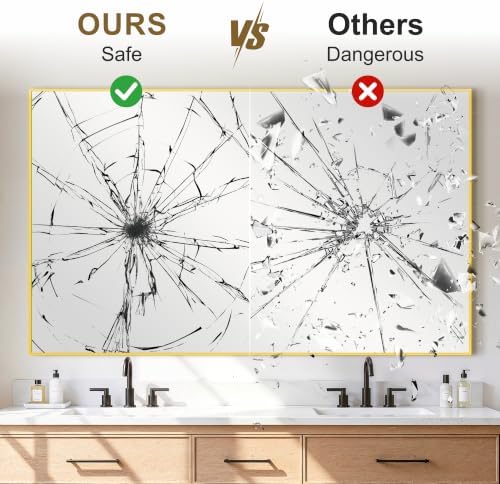 Bathroom Vanity Mirror for Over Sink, 60x36 Inch Matte Gold Mirror - Image 4