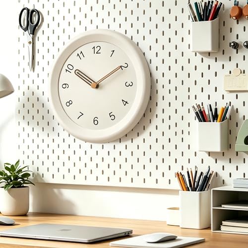 Mosewa 10" Wall Clock Silent Non-Ticking Battery Operated Wood Minimalist - Image 2