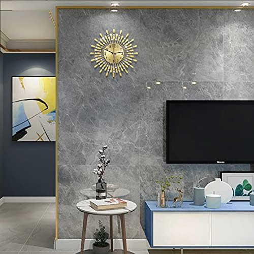 24 INCH Gold Large Wall Clock for Living Room Decor, Non-Ticking Quiet Metal - Image 2