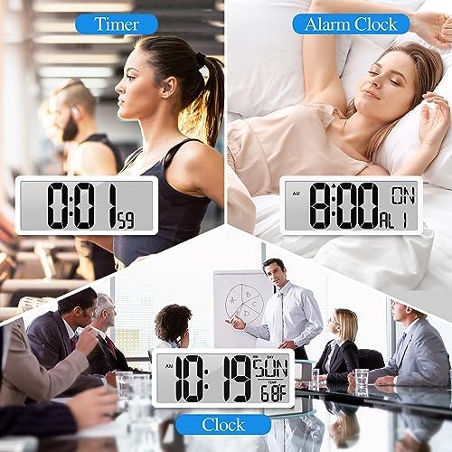 Large Digital Wall Clock with Backlight 15.2 Inch Digital Alarm Clock - Image 2