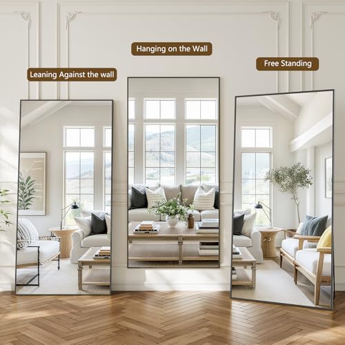 Koonmi 78"x35" Floor Mirror Full Length, Large Black Mirror - Image 2