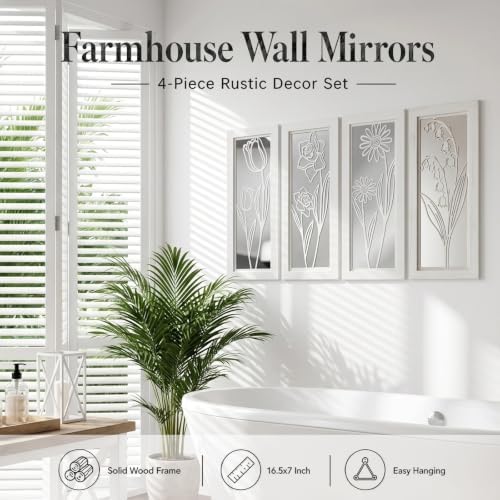4 Set Farmhouse Mirrors for Wall Decor Living Room Bedroom Bathroom Entryway - Image 6