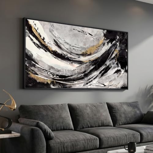 Extra Large Framed Black and White Abstract Wall Art by Cuspin