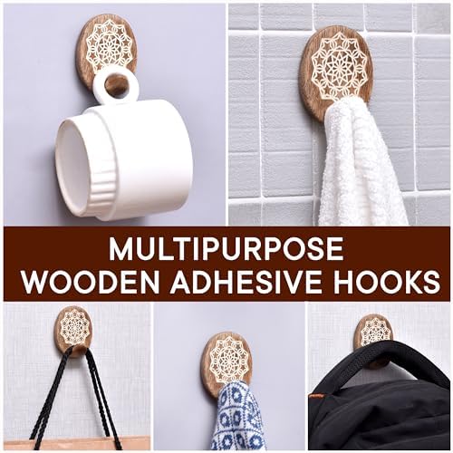 Indian Shelf 24 Wooden Adhesive Wall Hooks - Image 6