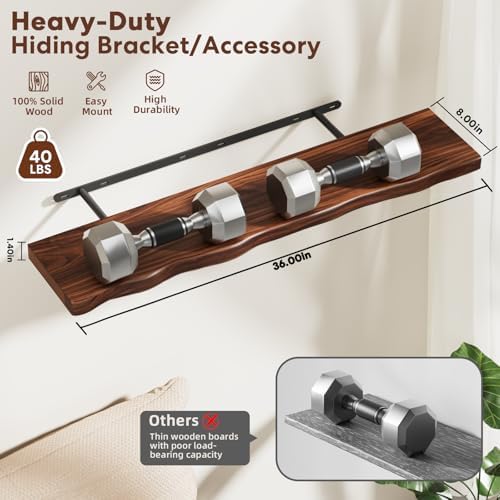 Organic Wavy Edge Floating Shelves, Hidden Brackets, 2 Pack 36 in - Image 3