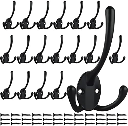IBosins 18 Pack Black Big Heavy Duty Three Prongs Coat Hooks by IBosins