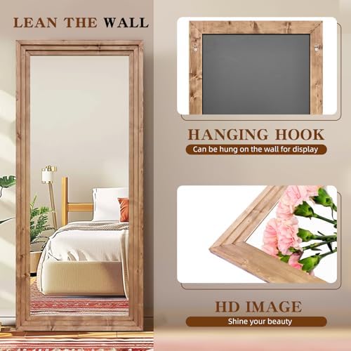 76x34in Full Length Mirror, 3-Tier Stepped Solid Wood Frame - Image 3
