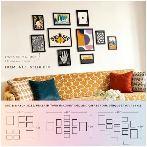 A ART·ZONE Boho Bauhaus Poster Set of 10 Unframed Retro Abstract Prints - Image 3