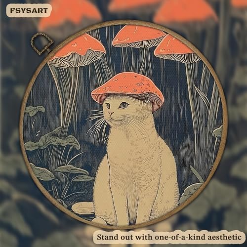 Framed Vintage Cat Wall Art, Whimsical White Cat - Image 3