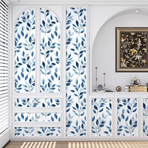 Serene Blue Natural Botanical Peel and Stick Wallpaper 17.5" x 197" - Image 4