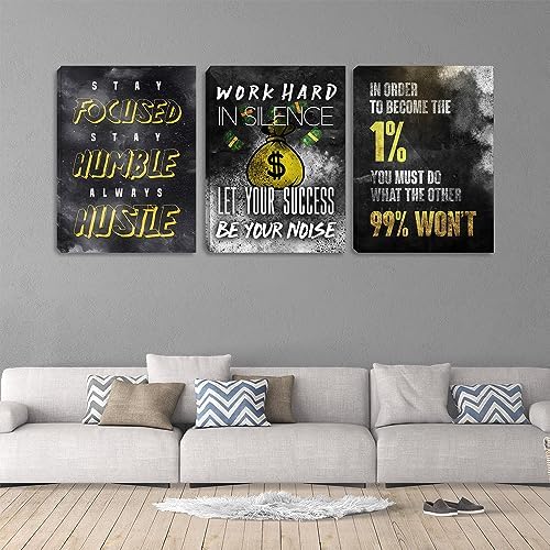 Motivational Canvas Wall Art Inspirational Office Wall Art Hustle Posters Wall - Image 3