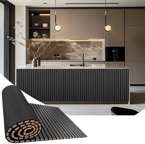 Acoustic Wood Panels for Wall, 3D Flexible Fluted Sound Slat Panel, Dark Grey by TRAIN2ART