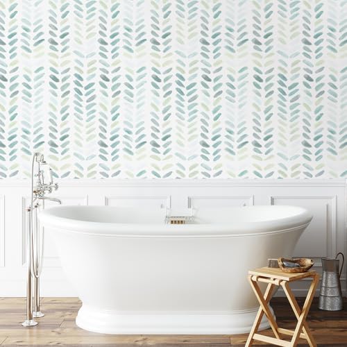 Sevalo Green White Peel and Stick Wallpaper Boho Contact Paper 17.3”×78.7” - Image 2