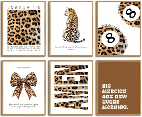 6Pcs Trendy Leopard Canvas Wall Art, Preppy Cheetah Wall Decor Posters Prints by Unknown
