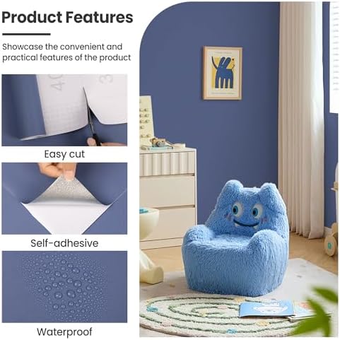 Blue Peel and Stick Wallpaper Blue Contact Paper - Image 5