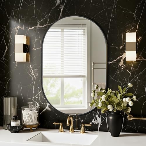 Black Oval Bathroom Mirror for Wall by LawadaMirror