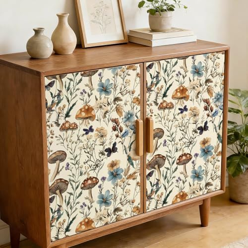 Froluya Mushroom Wallpaper Peel and Stick Vintage Floral 16.9" x 590.5" - Image 4