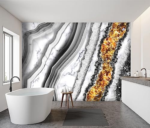 -Black and Gold Marbled Fabric Wallpaper Living Room Abstract Art Bedroom - Image 3