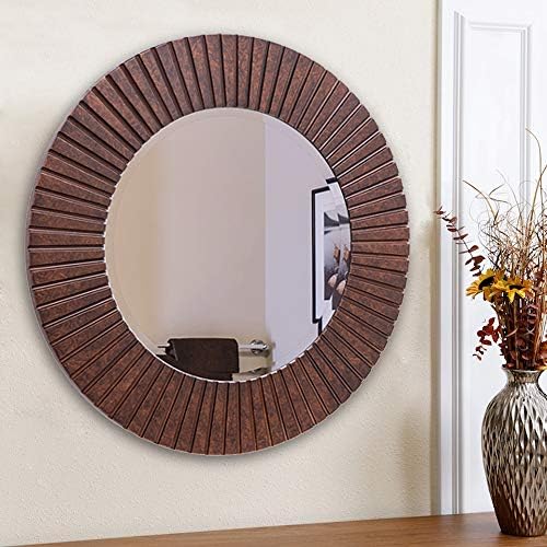 Chende 30'' Round Mirror with Wood Frame, Large Decorative Mirror by ChendeMirror