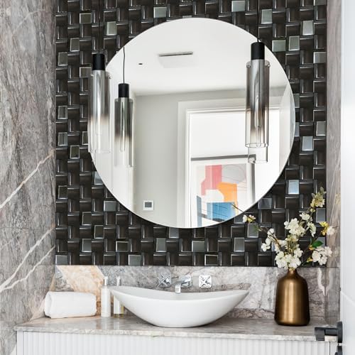 5 Sheets Black Tiles Metal Mosaic Wall Backsplash Tile 3D Wall Panels - Image 5