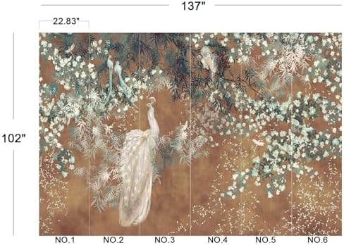 Vintage Chinoiserie Peacock Bamboo Floral Wallpaper Peel Stick - Image 4