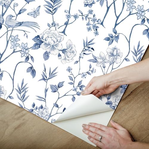 NuWallpaper Chinoiserie Garden Indigo Peel and Stick Wallpaper - Image 4
