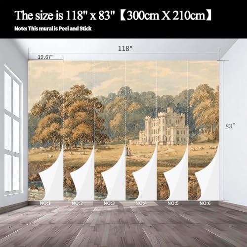 Watercolor Pastoral Landscape Painting self-Adhesive Mural, Peaceful Riverside - Image 3