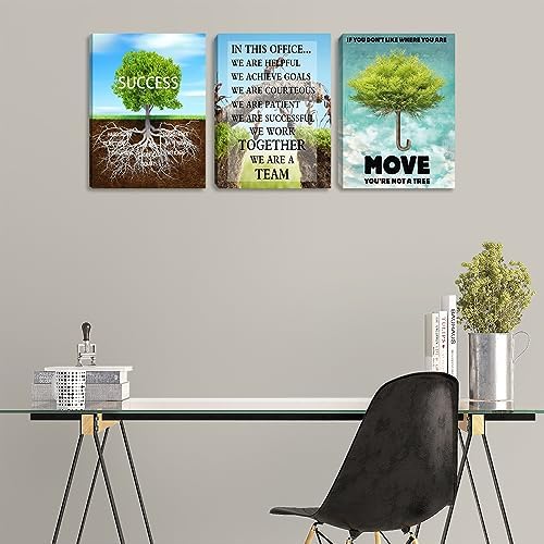 3 Pieces Motivational Wall Art Inspirational Tree Canvas Success Poster Artwork - Image 4