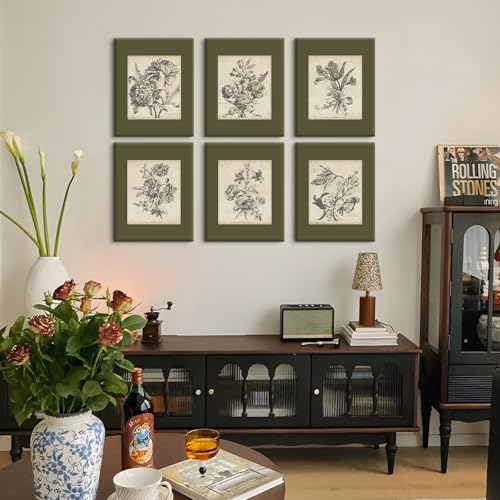 Vintage Floral Wall Art Sketch Flower Prints Antique Botanical Canvas Wall Art - Image 3
