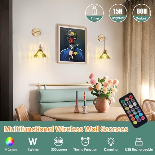 Shenmoyl Battery Operated Wall Sconce Wall Lamp - Image 2