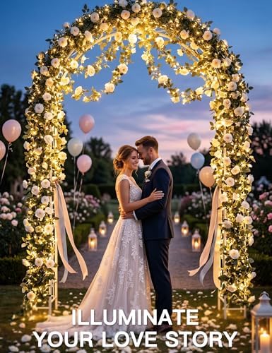 suddus 60LED Garland with White Camellia Lights Battery Operated Clear Wire - Image 4