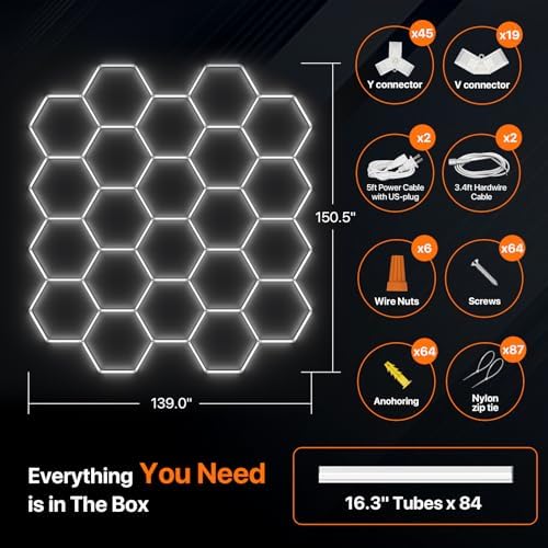 Hexagon Garage Lights: 581W 5 Grids Hexagon Led Lights 63910LM - Image 6