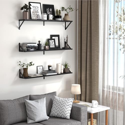 Heimlove Floating Shelves for Wall, 36 Inch Long Wood Floating Bookshelf Set of - Image 4