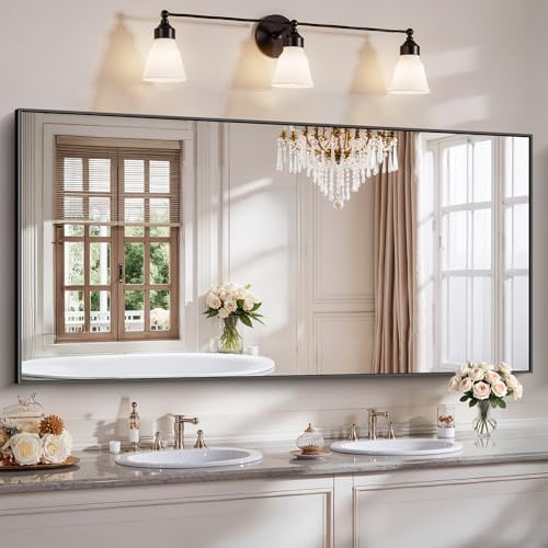 YIROMAN Bathroom Mirror 72"x36", Large Matte Black Bathroom Mirror by Unknown
