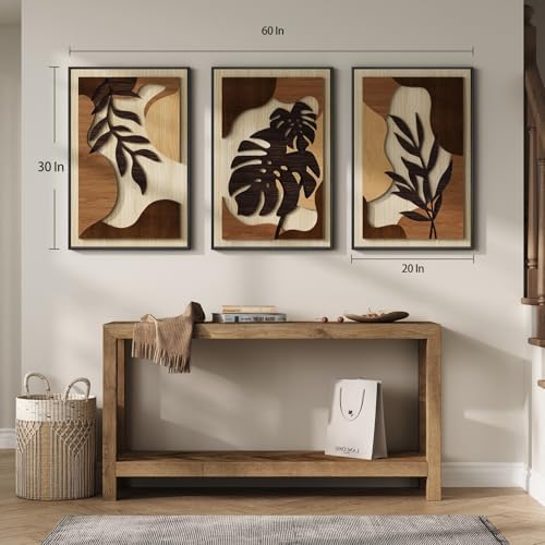 Large Framed Wood 3D Boho Tropical Wall Decor - Image 5
