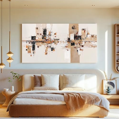 YISXINOAG Beige Abstract Wall Art Industrial Geometric Painting 24"X48" - Image 6