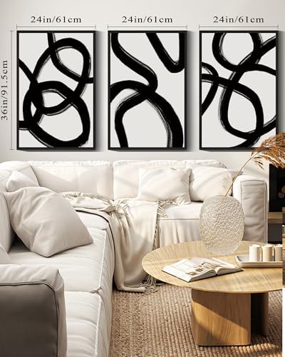 Drsoum Large 24x36in Black and Gray Abstract Framed Wall Art Decor Duotone - Image 4