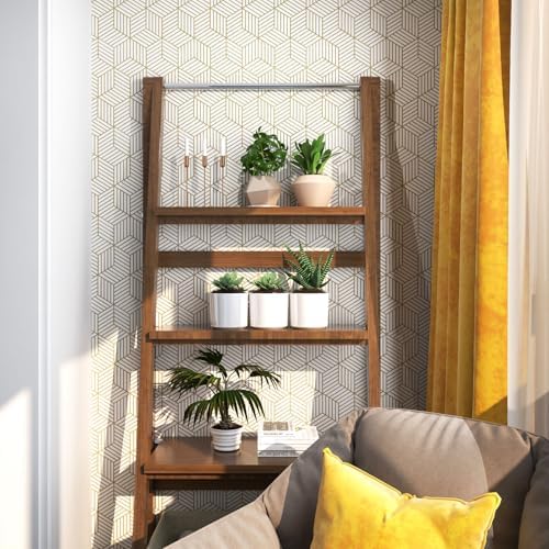 MelunMer Geometric Contact Paper Peel and Stick Wallpaper Gold 17.7”×787” - Image 4