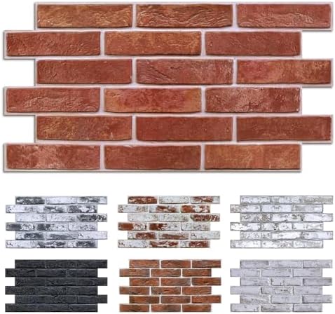 Commomy Peel and Stick Faux Brick 3D Wall Panels 12 pcs of 22.8" x 11.8" by CommomyDecor