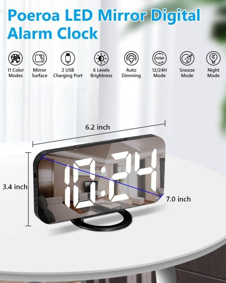 Digital Alarm Clocks, with 2 USB Charging Ports, Snooze Mode, Auto Adjust - Image 2