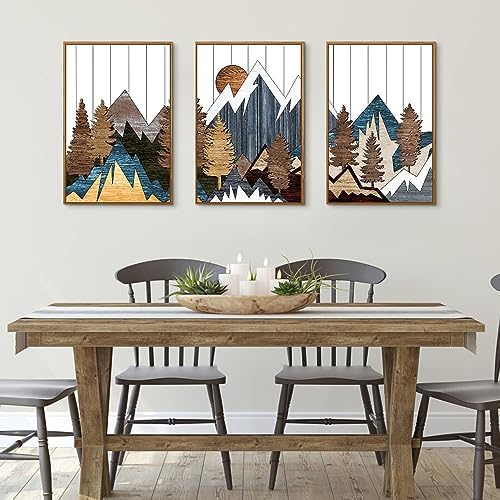 CHDITB Mountain Wall Art Prints Set, Country Woodcut Wall Decor, Rustic Forest - Image 4