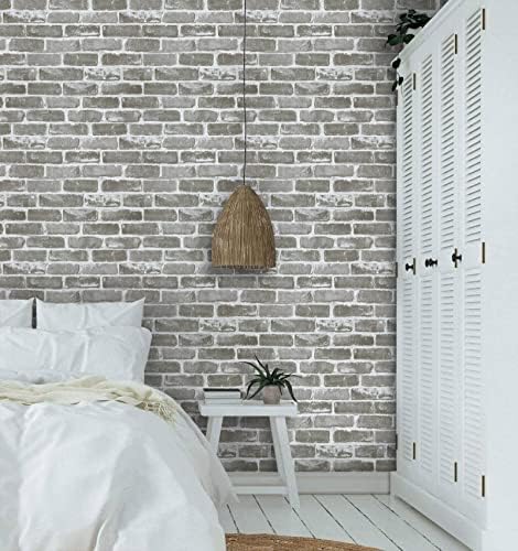 Timeet 17.7''×393.7'' Vintage Gray Brick Peel and Stick Wallpaper Self Adhesive - Image 6