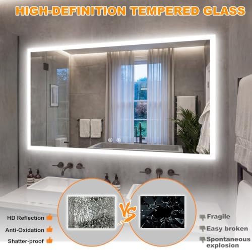 LUVODI Bathroom LED Mirror Backlit: Rectangular Vanity Mirror 48x28 inches - Image 6