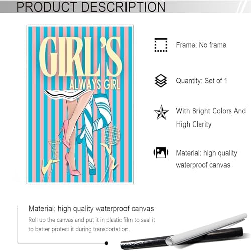 Trendy Always Girls High Heels Poster Funny Cocktail Disco Ball Canvas Wall Art - Image 2