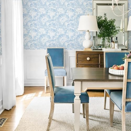 Ismoon Blue and White Wallpaper Peel and Stick Wallpaper Boho 17.3in x 16.4ft - Image 6