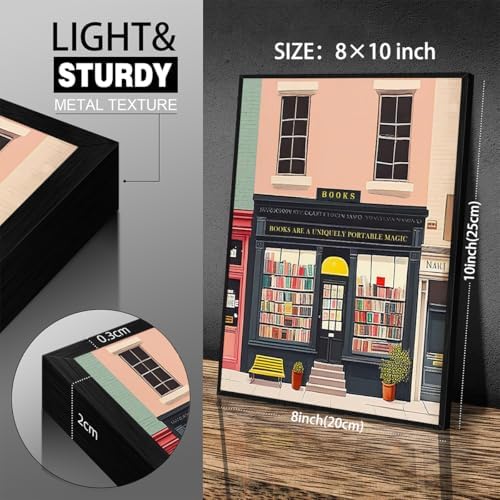 Pink Bookshop Poster Book Wall Art The Bookshop On The Corner Paintings Prints - Image 2