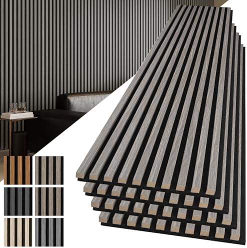 Art3d 3D Fluted Soundproof Wood Textured Slat Wall Panel, Smoky Oak by Art3d